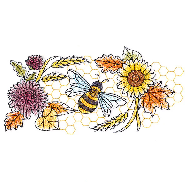 Buzzing Bee and Autumn Blooms Border - Image 4