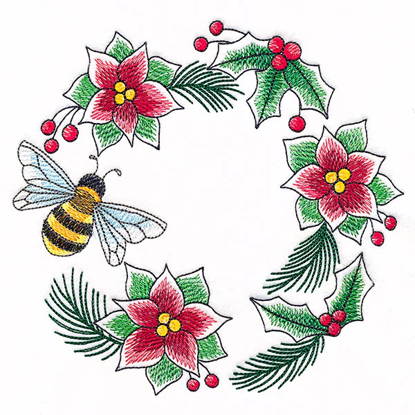 Buzzing Bee & Poinsettias Wreath