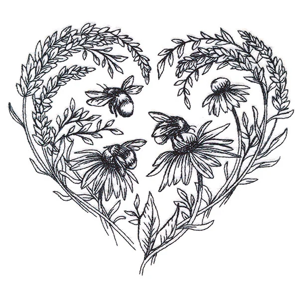 Buzzing Blossoms Heart Etching - Image 2