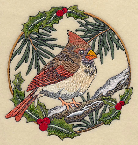 Cardinal in Christmas Blooms - Female - Image 3