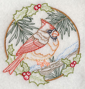Cardinal in Christmas Blooms - Female (Vintage) - Image 5