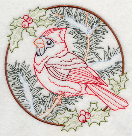 Cardinal in Christmas Blooms - Male (Vintage) - Image 3