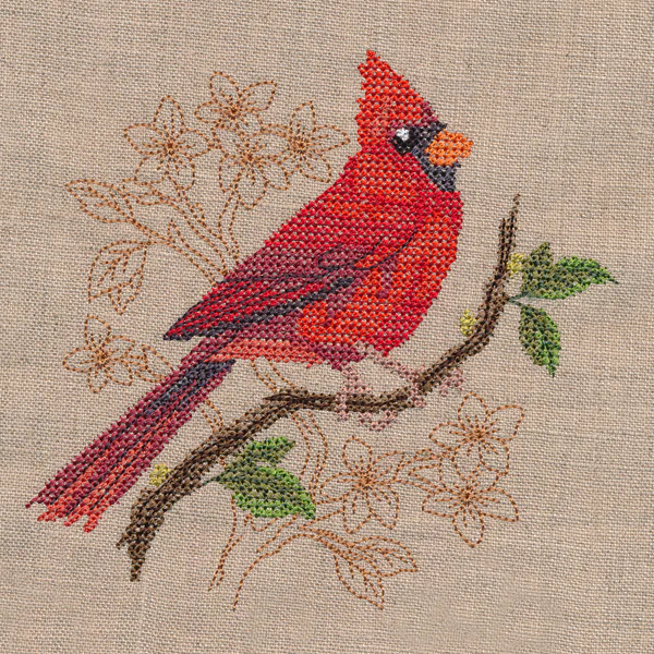 Cardinal with Delicate Branches (Cross Stitch) - Image 3
