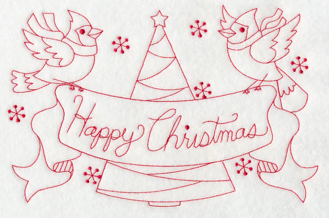 Cardinals Happy Christmas (Redwork) - Image 5