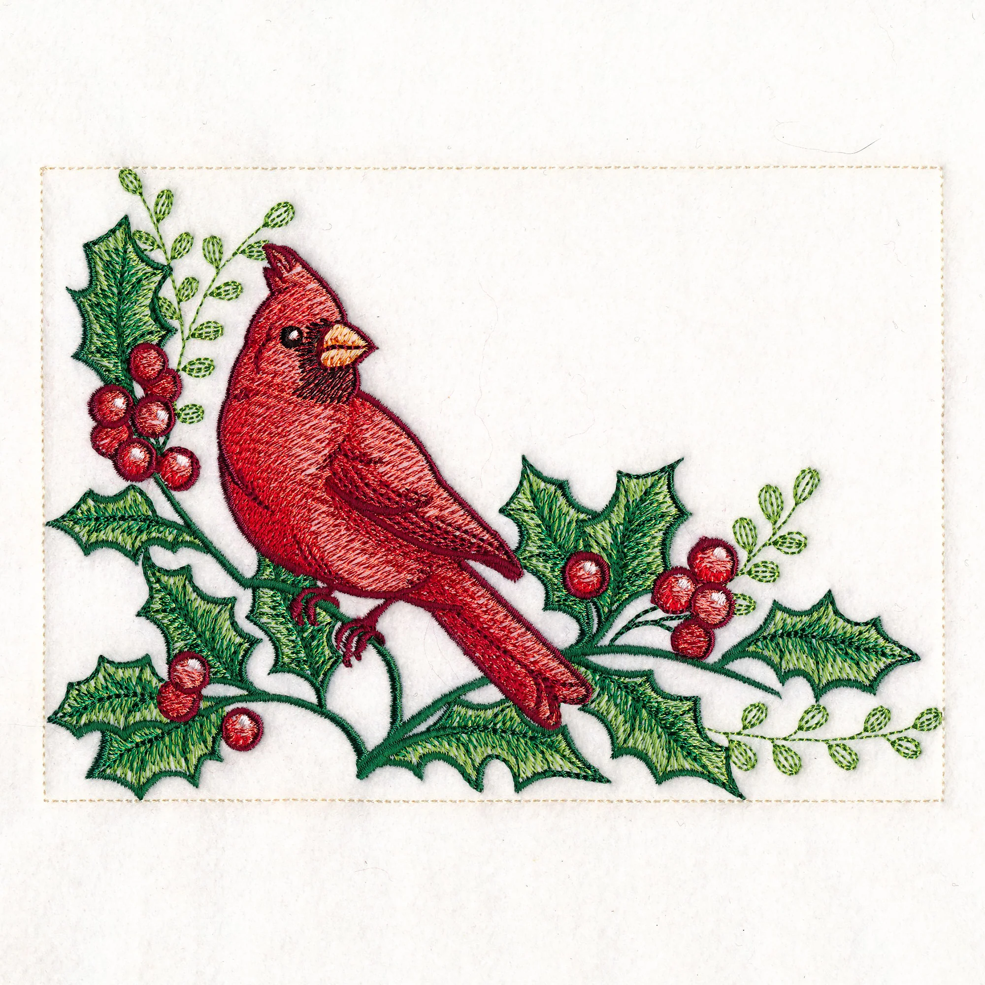 Cardinals & Holly Placemat Corner - Bottom Left - Image 3