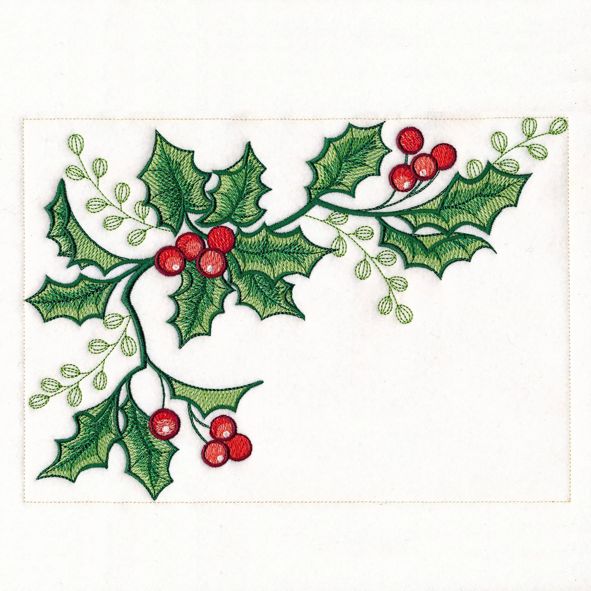 Cardinals & Holly Placemat Corner - Top Left - Image 4