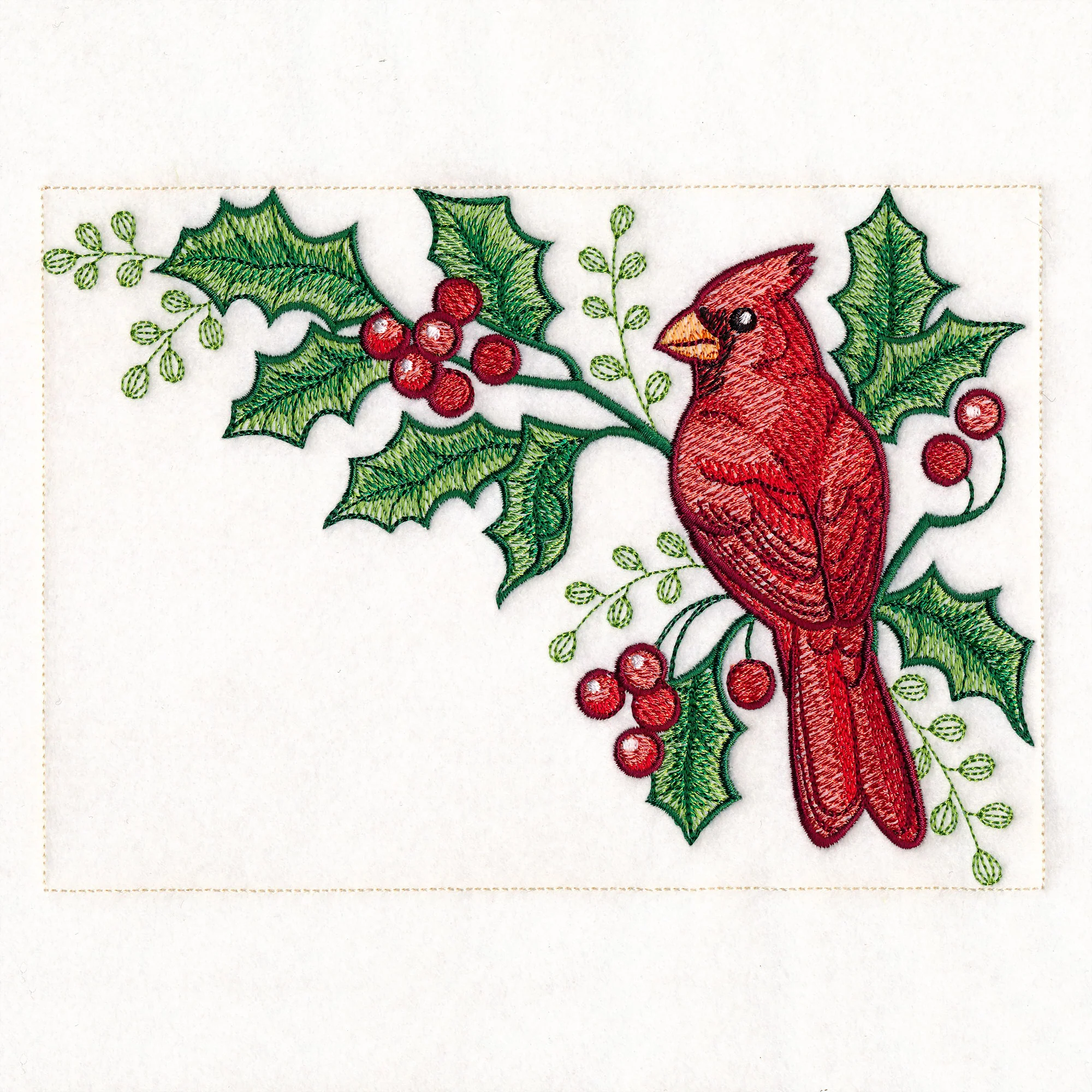 Cardinals & Holly Placemat Corner - Top Right - Image 2