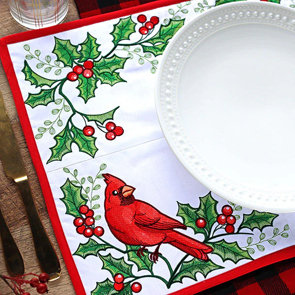 Cardinals & Holly Placemat Corners Design Pack - Image 3