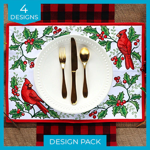 Cardinals & Holly Placemat Corners Design Pack - Image 6