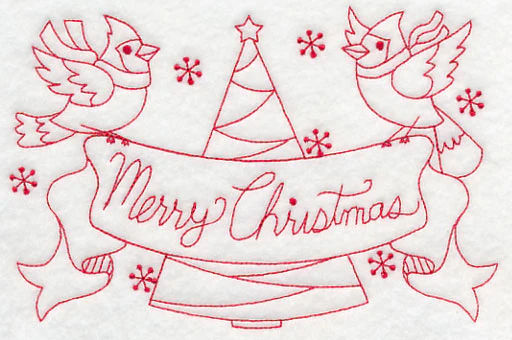 Cardinals Merry Christmas (Redwork) - Image 3