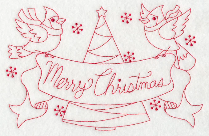 Cardinals Merry Christmas (Redwork) - Image 5
