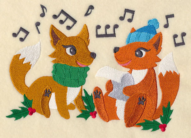 Caroling Christmas Foxes - Image 3