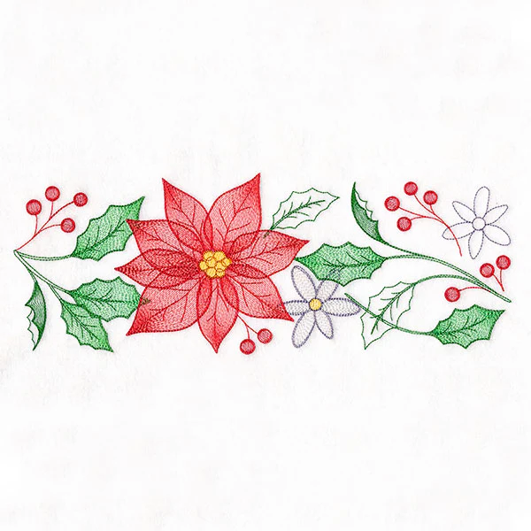 Cascading Poinsettias Christmas Border