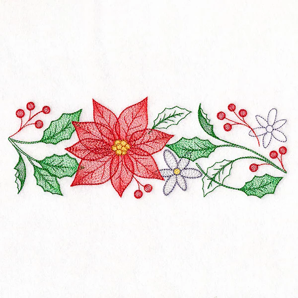 Cascading Poinsettias Christmas Border - Image 3