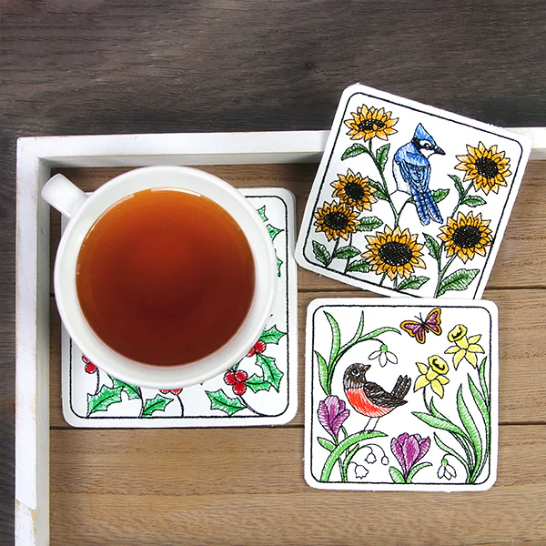 Cheerful Chickadee Coaster (In-the-Hoop) - Image 2