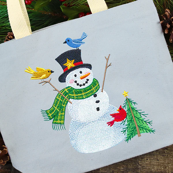 Cheerful Country Snowman with Tree - Image 2