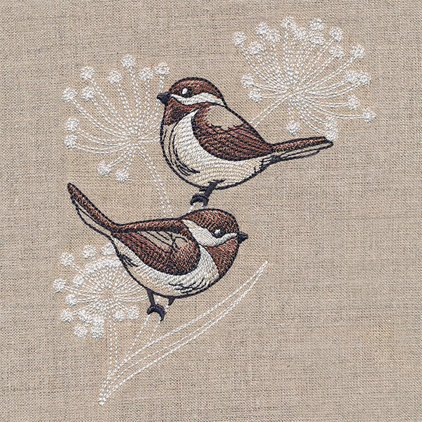 Cheery Chickadees on Flower Stems - Image 3
