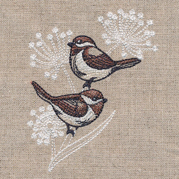 Cheery Chickadees on Flower Stems - Image 4