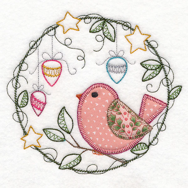 Cheery Christmas Bird Wreath (Heirloom Applique) - Image 3