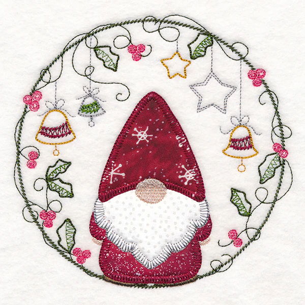 Cheery Christmas Gnome Wreath (Heirloom Applique) - Image 3
