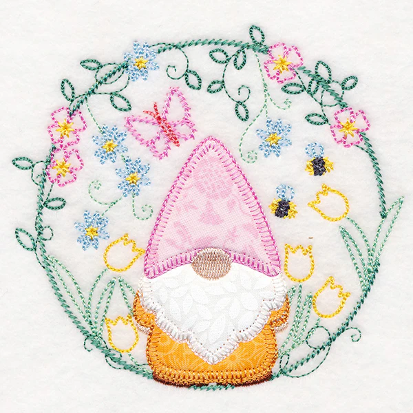 Cheery Garden Gnome Wreath (Heirloom Applique) - Image 4