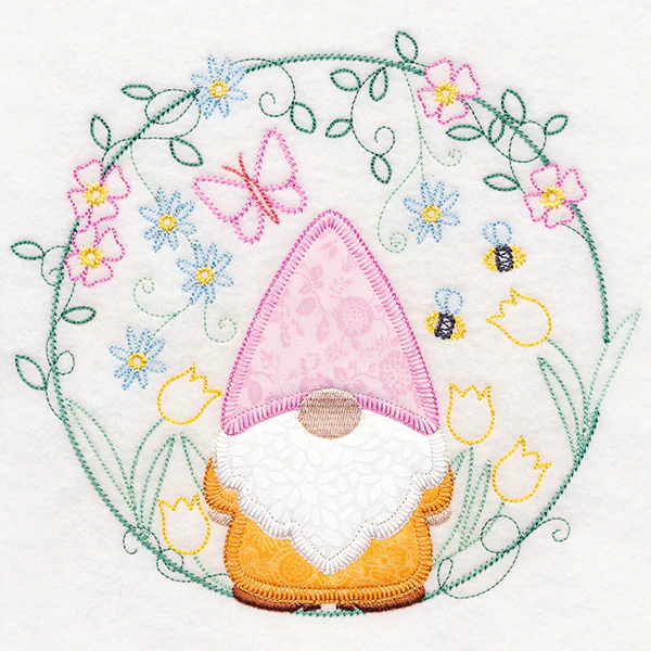Cheery Garden Gnome Wreath (Heirloom Applique) - Image 5