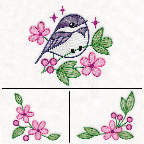 Chickadee and Blooms Pillow Pair - Image 48
