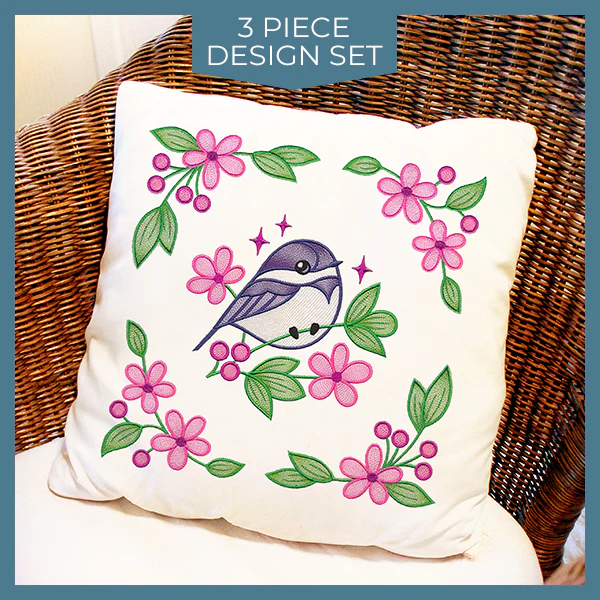 Chickadee and Blooms Pillow Pair - Image 67