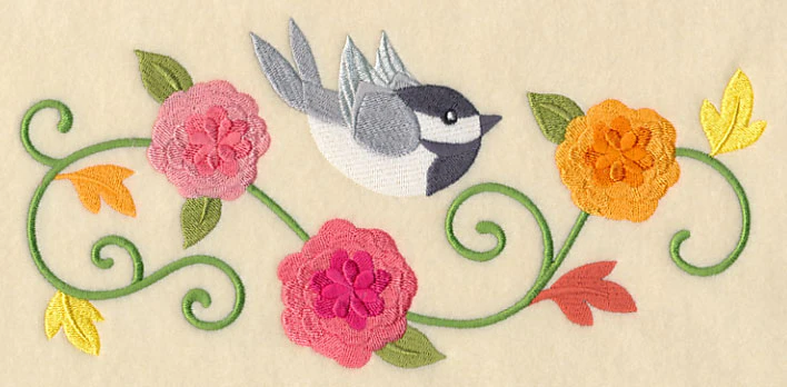 Chickadee and Chrysanthemums Border - Image 2