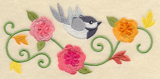 Chickadee and Chrysanthemums Border - Image 4