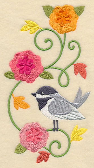 Chickadee and Chrysanthemums Spray - Image 3