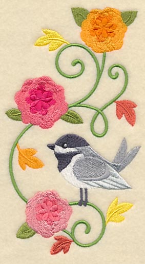 Chickadee and Chrysanthemums Spray - Image 4