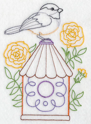 Chickadee and Marigolds (Vintage) - Image 2