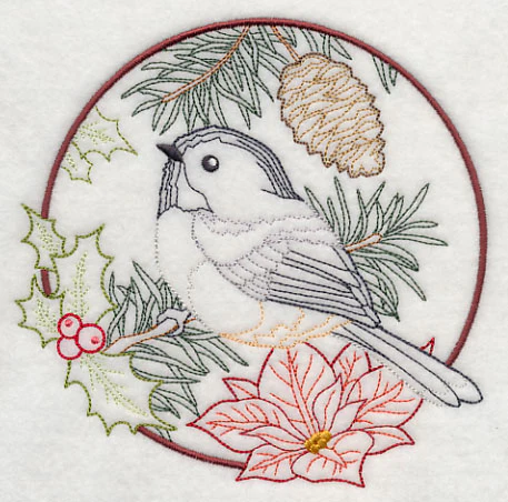 Chickadee in Christmas Blooms (Vintage) - Image 3