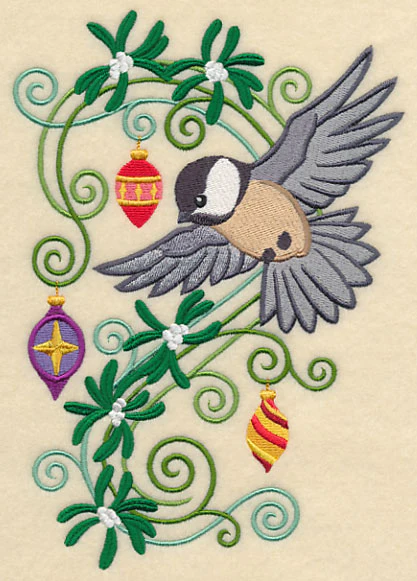 Chickadee with Christmas Flourish - Image 2
