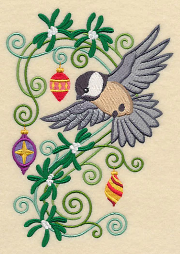 Chickadee with Christmas Flourish - Image 3