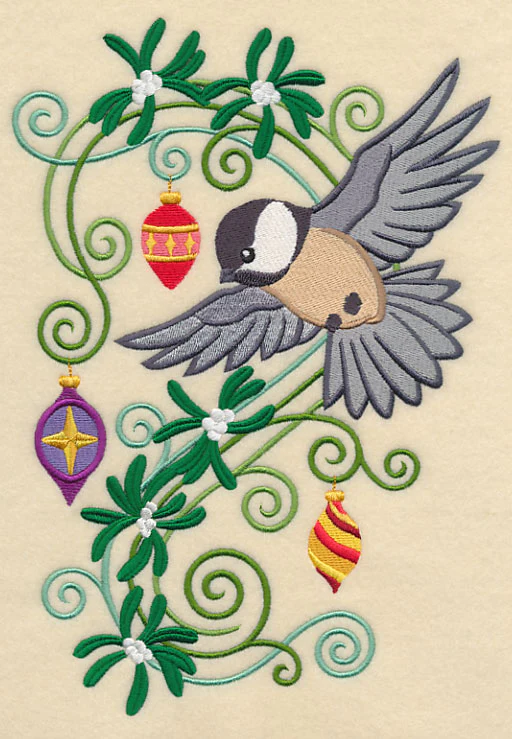 Chickadee with Christmas Flourish - Image 4