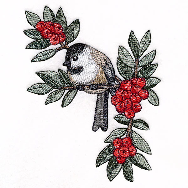 Chickadee with Winter Berries Corner (Right) - Image 5