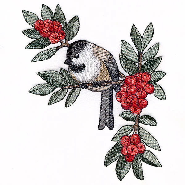 Chickadee with Winter Berries Corner (Right) - Image 7