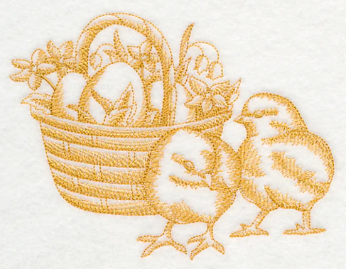 Chicks and Egg Basket (Toile) - Image 3