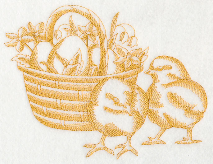 Chicks and Egg Basket (Toile) - Image 5