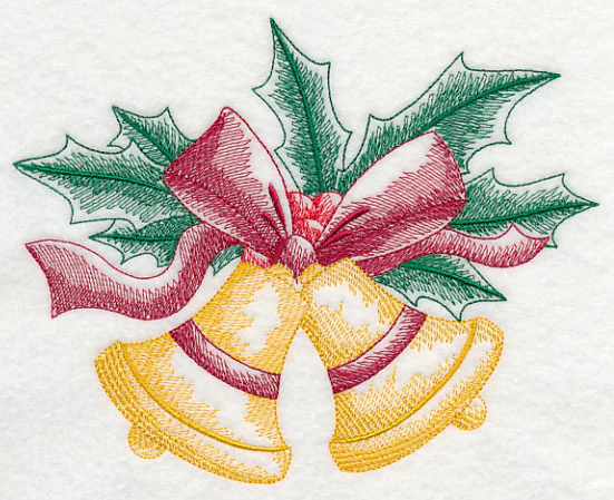 Christmas Bells and Holly (Toile) - Image 2