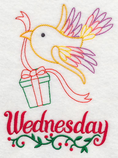 Christmas Bird with Present - Wednesday (Vintage) - Image 3