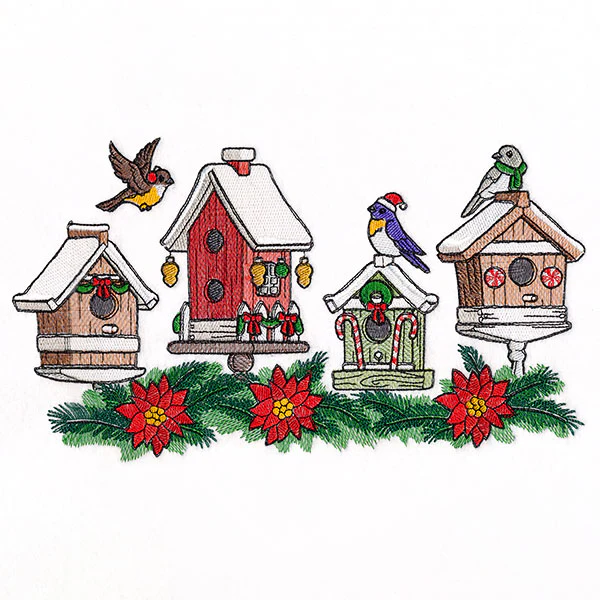 Christmas Birdhouse Block Party Border - Image 5