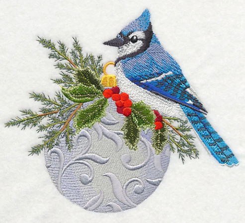 Christmas Blue Jay on Ornament - Image 2
