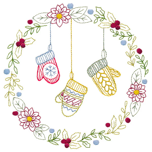 Christmas Botanicals Wreath with Mittens - Image 3