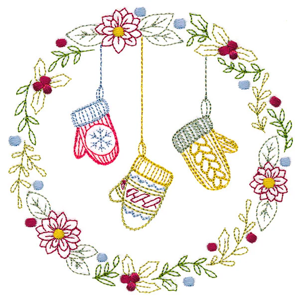 Christmas Botanicals Wreath with Mittens - Image 4