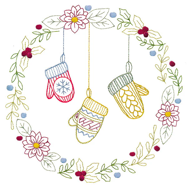 Christmas Botanicals Wreath with Mittens - Image 6
