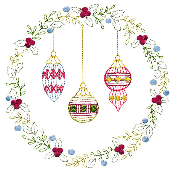 Christmas Botanicals Wreath with Ornaments - Image 2