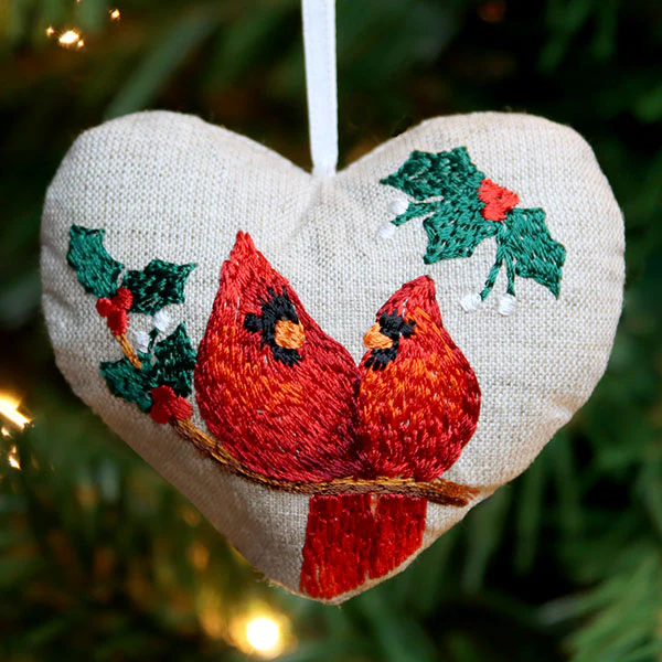 Christmas Cardinals & Holly Ornament (In-the-Hoop) - Image 3